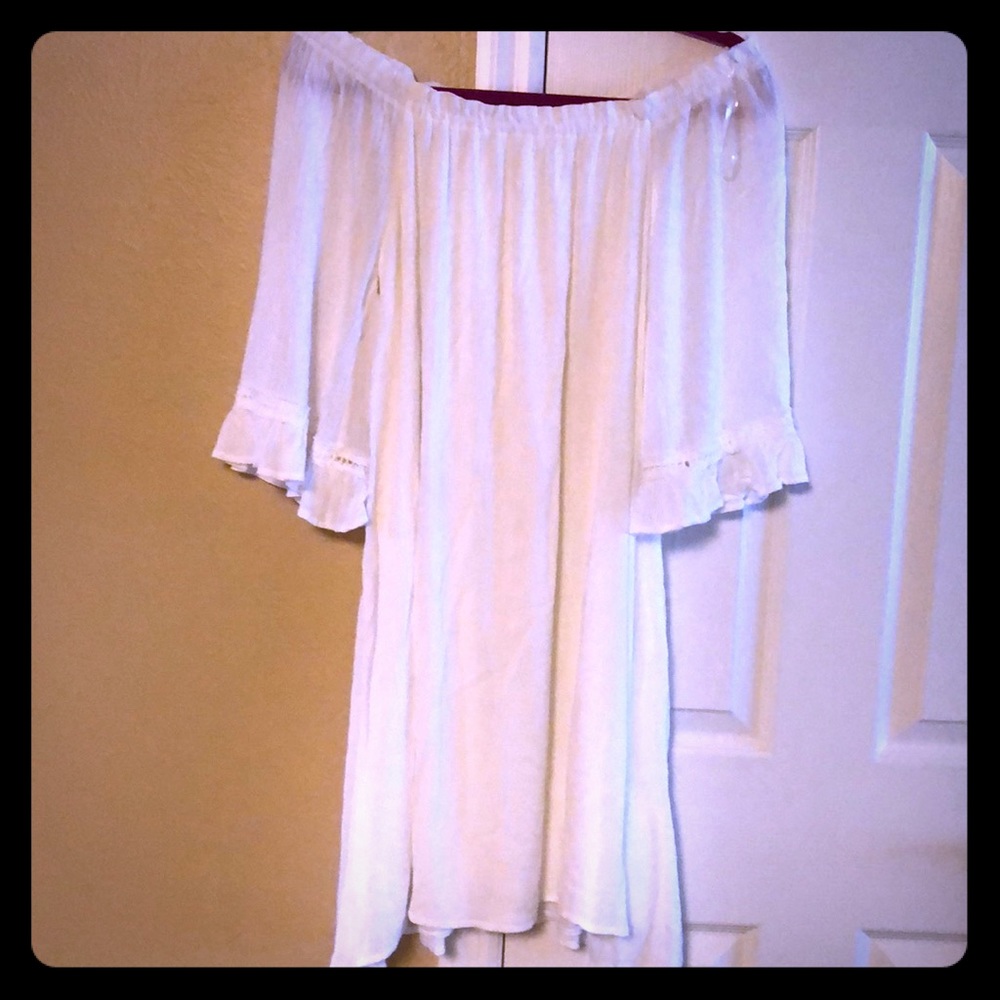 New White on or Off shoulder Boho Dress